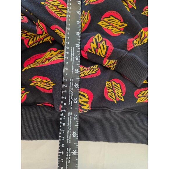 Santa Cruz Skateboards Hoodie Men SZ M Black Red Cotton Fleece Lined Drawstring - Picture 6 of 6